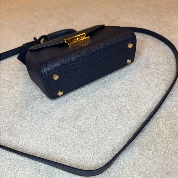 Tumi Navy Blue Pebbled Leather Mini Top Handle Crossbody Bag - Picture 3 of 10